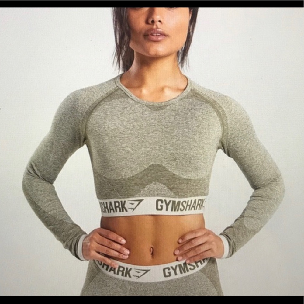 Sage Green Gym Shark Flex Crop